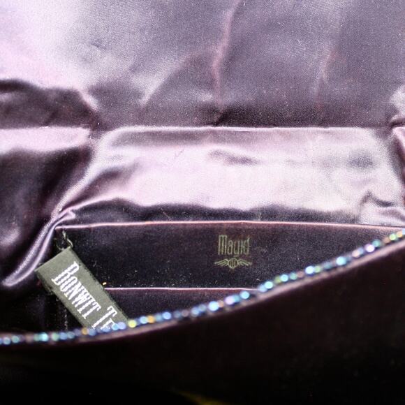 Vintage Magid Bonwit Teller Blue Satin Beaded Evening Bag Clutch 10x6 - Hey Viv - Picture 5 of 7